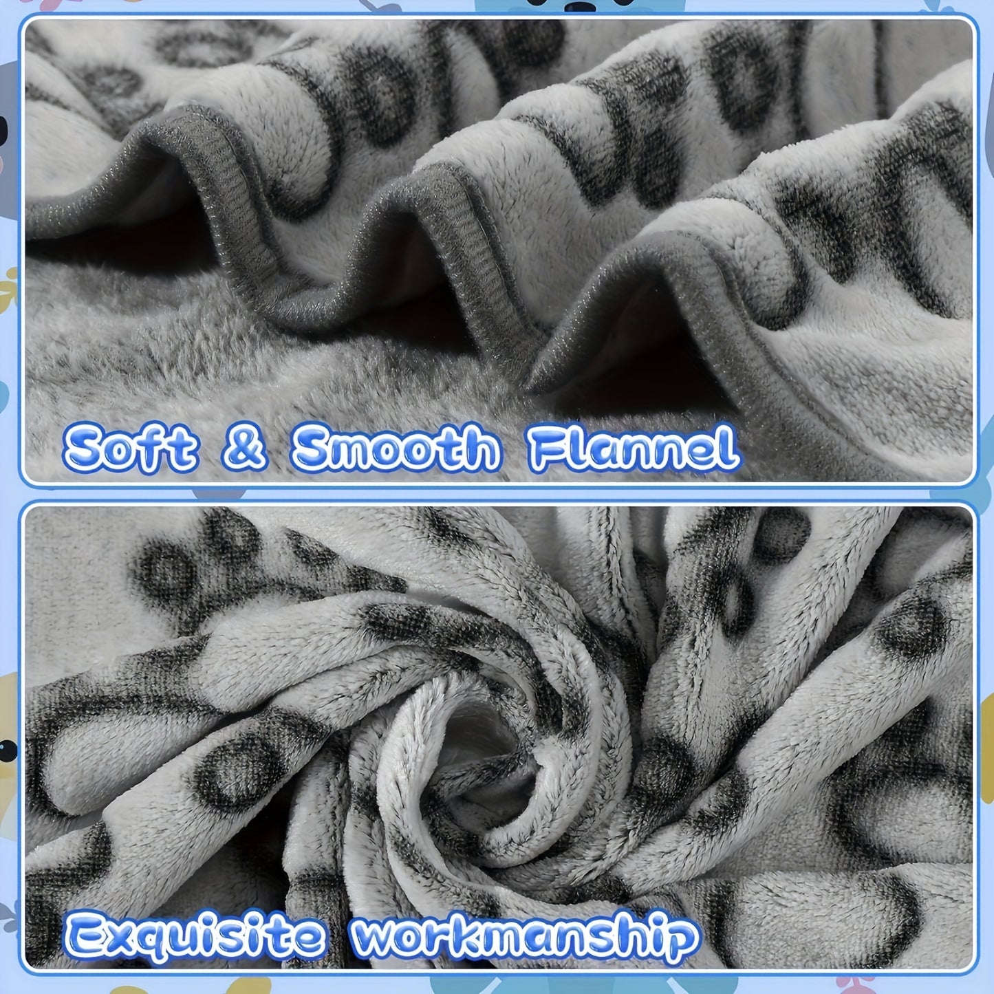 Soft Fluffy Cute Cartoon Pattern Pet Blanket
